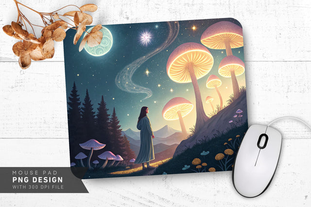 Whimsical Starry Scene Mousepad Sublimation Regulrcrative 