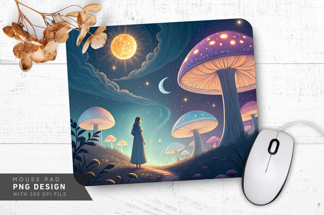 Whimsical Starry Scene Mousepad Sublimation Regulrcrative 