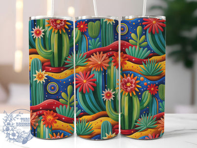Whimsical Succulent Cactus Tumbler, Cactus Tumbler Design, Desert Plant Wrap, Whimsical Succulent Wrap, Rustic Cactus Wrap, Sublimation Design, Trendy Gift Idea Sublimation ToriDesigns 