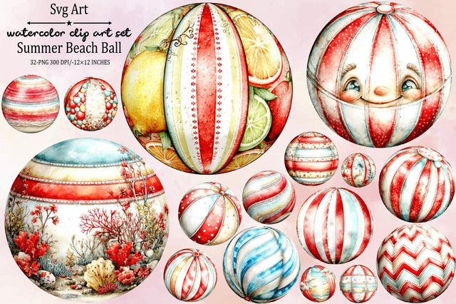 Whimsical Summer Beach Ball Clipart Sublimation SVGArt 