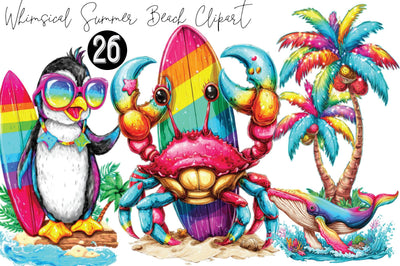 Whimsical Summer Beach Clipart Bundle. Sublimation SVGArt 