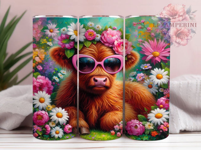 Whimsical Summer Flower Cow Tumbler, Highland Cow Tumbler, Rustic Cow Wrap, Whimsical Cow Wrap, Country Cow Wrap, Sublimation Design, Trendy Gift Idea Sublimation Li Zamperini 