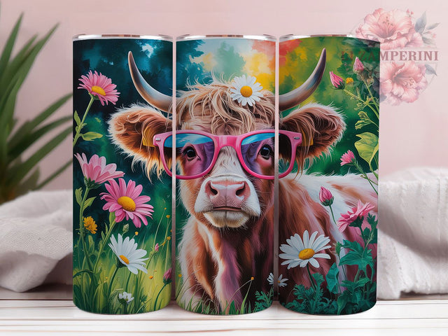 Whimsical Summer Flower Cow Tumbler, Highland Cow Tumbler, Rustic Cow Wrap, Whimsical Cow Wrap, Country Cow Wrap, Sublimation Design, Trendy Gift Idea Sublimation Li Zamperini 