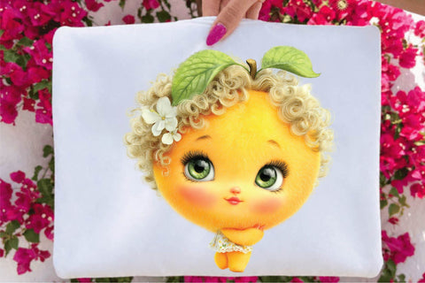 Whimsical Summer Fruit Girls Clipart Bundle. Sublimation SVGArt 
