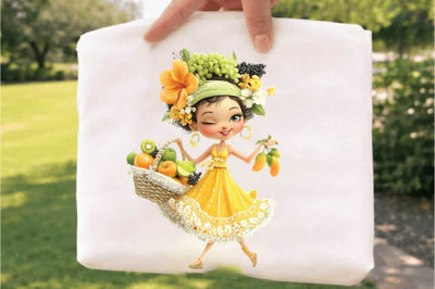 Whimsical Summer Fruit Girls Clipart Sublimation SVGArt 