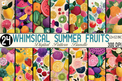 Whimsical Summer Fruits Digital Digital Pattern SVGArt 