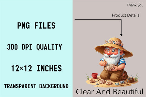 Whimsical Summer Gnome Clipart Bundle. Sublimation SVGArt 