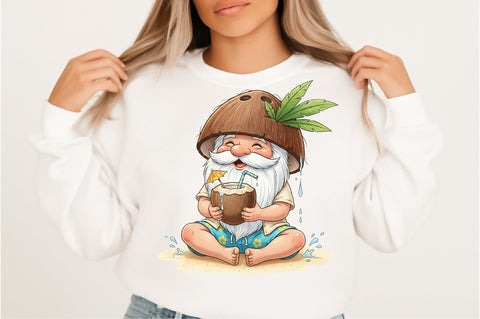 Whimsical Summer Gnome Clipart Bundle. Sublimation SVGArt 