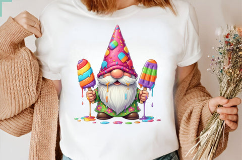 Whimsical Summer Gnome Clipart Bundle. Sublimation SVGArt 