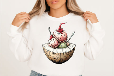 Whimsical Summer Ice Cream Clipart Bundle. Sublimation SVGArt 