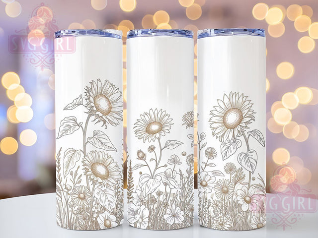 Whimsical Summer Sunflower Tumbler, Floral Tumbler Design, Rustic Sunflower Wrap, Whimsical Flower Wrap, Country Floral Wrap, Sublimation Design, Trendy Gift Idea Sublimation SvggirlplusArt 