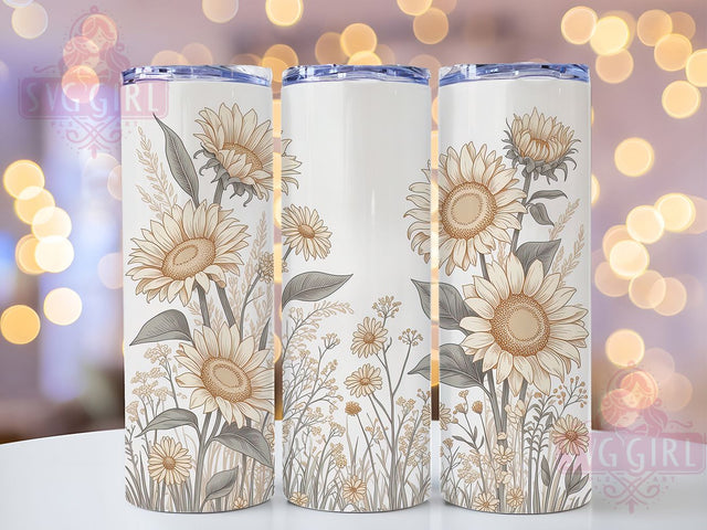 Whimsical Summer Sunflower Tumbler, Floral Tumbler Design, Rustic Sunflower Wrap, Whimsical Flower Wrap, Country Floral Wrap, Sublimation Design, Trendy Gift Idea Sublimation SvggirlplusArt 