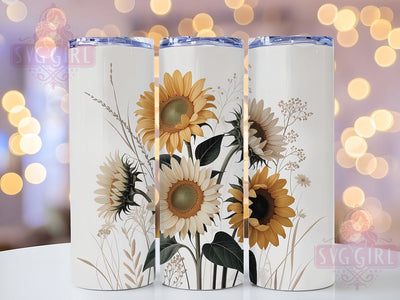 Whimsical Summer Sunflower Tumbler, Floral Tumbler Design, Rustic Sunflower Wrap, Whimsical Flower Wrap, Country Floral Wrap, Sublimation Design, Trendy Gift Idea Sublimation SvggirlplusArt 
