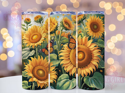 Whimsical Sunflower Butterfly Tumbler, Big Sunflower Tumbler, Rustic Floral Wrap, Whimsical Butterfly Wrap, Country Flower Wrap, Sublimation Design, Trendy Gift Idea Sublimation SvggirlplusArt 
