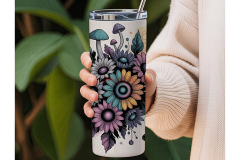 Whimsical Sunflower Mandala Tumbler Wrap Sublimation DesignSVG 