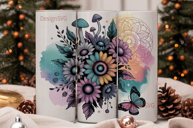 Whimsical Sunflower Mandala Tumbler Wrap Sublimation DesignSVG 