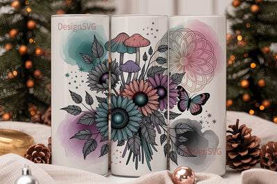 Whimsical Sunflower Mandala Tumbler Wrap Sublimation DesignSVG 