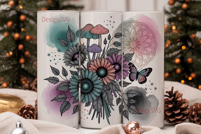 Whimsical Sunflower Mandala Tumbler Wrap Sublimation DesignSVG 