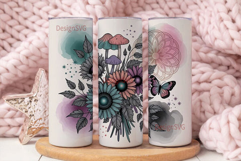 Whimsical Sunflower Mandala Tumbler Wrap Sublimation DesignSVG 