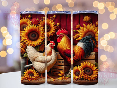Whimsical Sunflower Rooster Tumbler, Farmhouse Rooster Tumbler, Rustic Rooster Wrap, Whimsical Rooster Wrap, Country Rooster Wrap, Sublimation Design, Trendy Gift Idea Sublimation SvggirlplusArt 