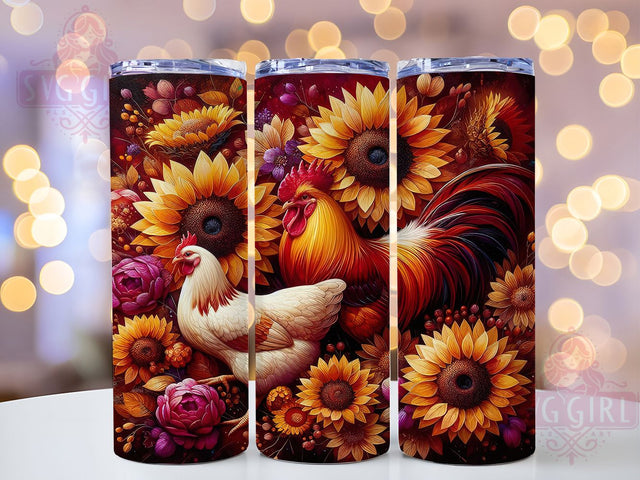 Whimsical Sunflower Rooster Tumbler, Farmhouse Rooster Tumbler, Rustic Rooster Wrap, Whimsical Rooster Wrap, Country Rooster Wrap, Sublimation Design, Trendy Gift Idea Sublimation SvggirlplusArt 