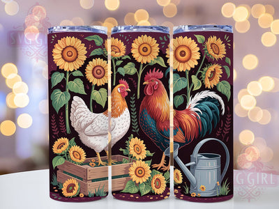Whimsical Sunflower Rooster Tumbler, Farmhouse Rooster Tumbler, Rustic Rooster Wrap, Whimsical Rooster Wrap, Country Rooster Wrap, Sublimation Design, Trendy Gift Idea Sublimation SvggirlplusArt 
