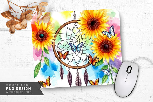 Whimsical Sunflower Splash Mousepad Sublimation Regulrcrative 