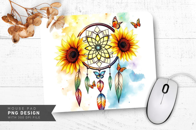 Whimsical Sunflower Splash Mousepad Sublimation Regulrcrative 