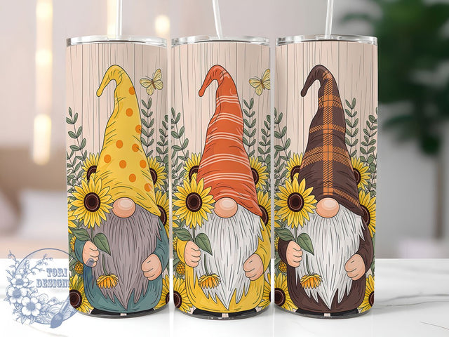 Whimsical & Sunny Gnome Tumbler, Sunflower Tumbler Design, Sublimation Tumbler Wrap, 20oz Tumbler Design, Gnome And Sunflower Wrap, DIY Tumbler Wrap, Cute Gnome Sublimation Sublimation ToriDesigns 