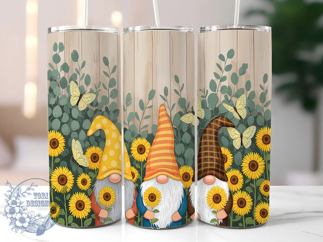 Whimsical & Sunny Gnome Tumbler, Sunflower Tumbler Design, Sublimation Tumbler Wrap, 20oz Tumbler Design, Gnome And Sunflower Wrap, DIY Tumbler Wrap, Cute Gnome Sublimation Sublimation ToriDesigns 
