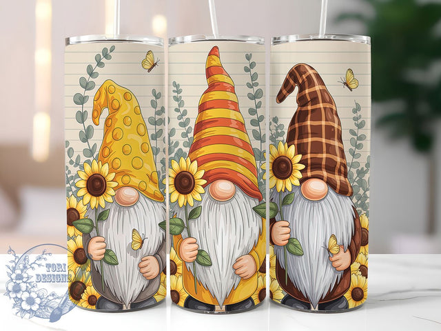 Whimsical & Sunny Gnome Tumbler, Sunflower Tumbler Design, Sublimation Tumbler Wrap, 20oz Tumbler Design, Gnome And Sunflower Wrap, DIY Tumbler Wrap, Cute Gnome Sublimation Sublimation ToriDesigns 