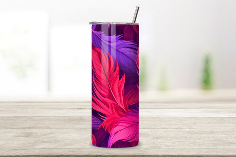 Whimsical Teal Feathers Tumbler Wrap | seamless wrap png Sublimation FloridPrintables 