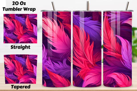 Whimsical Teal Feathers Tumbler Wrap | seamless wrap png Sublimation FloridPrintables 