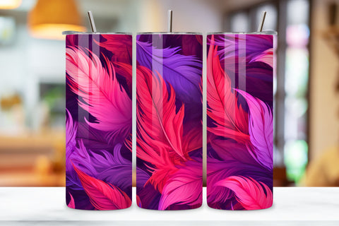 Whimsical Teal Feathers Tumbler Wrap | seamless wrap png Sublimation FloridPrintables 