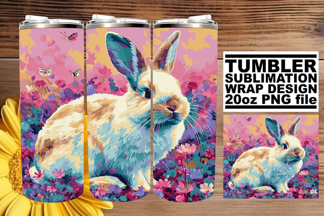 Whimsical Tumbler Wraps with Springtime Bunnies Sublimation afrosvg 
