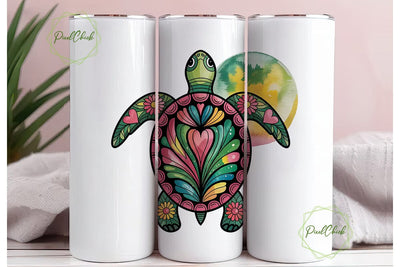 Whimsical Turtle 20oz Tumbler Wrap Sublimation PixelChick 