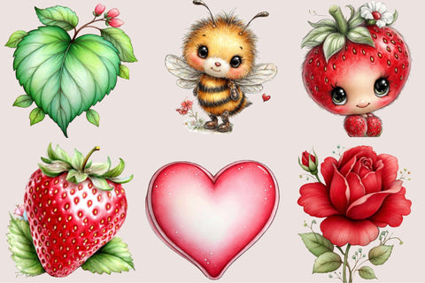 Whimsical Valentine Clipart PNG Bundle Sublimation SVGArt 