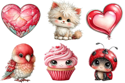 Whimsical Valentine Clipart PNG Bundle Sublimation SVGArt 