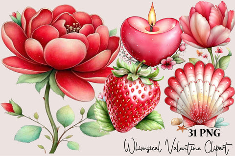 Whimsical Valentine Clipart PNG Bundle Sublimation SVGArt 