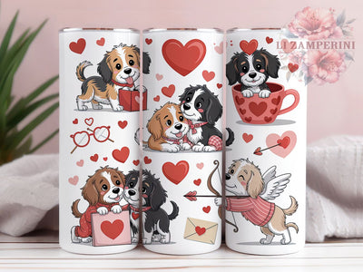 Whimsical Valentine Dog Tumbler, Whimsical Dog Wrap, Quirky Dog Cup, 20oz Sublimation Wrap, Stylish Dog Design Tumbler, Artistic Valentines Dog Cup, Cute Puppy Love Theme Wrap Sublimation Li Zamperini 
