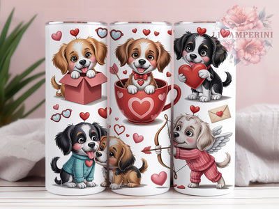 Whimsical Valentine Dog Tumbler, Whimsical Dog Wrap, Quirky Dog Cup, 20oz Sublimation Wrap, Stylish Dog Design Tumbler, Artistic Valentines Dog Cup, Cute Puppy Love Theme Wrap Sublimation Li Zamperini 