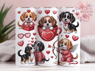 Whimsical Valentine Dog Tumbler, Whimsical Dog Wrap, Quirky Dog Cup, 20oz Sublimation Wrap, Stylish Dog Design Tumbler, Artistic Valentines Dog Cup, Cute Puppy Love Theme Wrap Sublimation Li Zamperini 