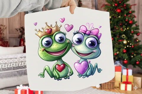 Whimsical Valentine Frog Couples Clipart Sublimation SVGArt 