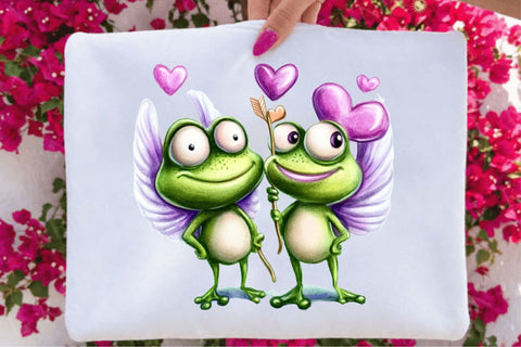 Whimsical Valentine Frog Couples Clipart Sublimation SVGArt 