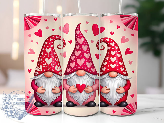 Whimsical Valentine Gnome Tumbler, Cute Love Pattern, Whimsical Gnome Design, 20Oz Sublimation Wrap, Romantic Gnome Art, Sweet Valentine Texture, Tumbler Sublimation Sublimation ToriDesigns 