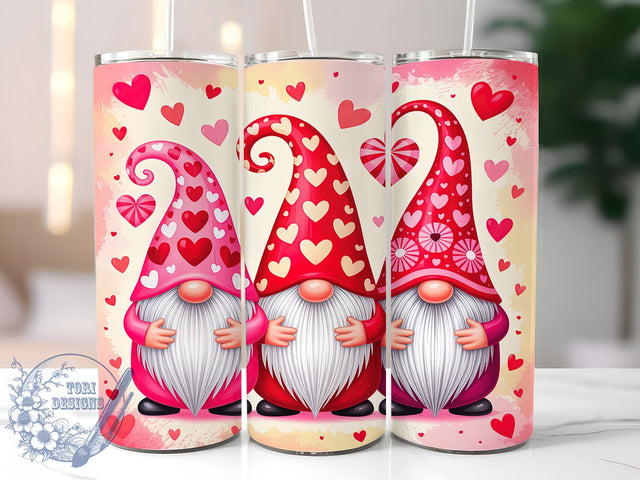 Whimsical Valentine Gnome Tumbler, Cute Love Pattern, Whimsical Gnome Design, 20Oz Sublimation Wrap, Romantic Gnome Art, Sweet Valentine Texture, Tumbler Sublimation Sublimation ToriDesigns 
