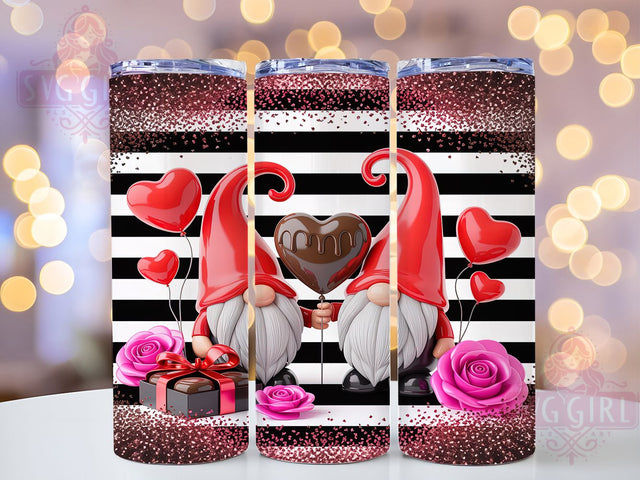 Whimsical Valentine Gnome Tumbler, Cute Love Pattern, Whimsical Gnome Design, 20Oz Sublimation Wrap, Romantic Gnome Art, Sweet Valentine Texture, Tumbler Sublimation Sublimation SvggirlplusArt 
