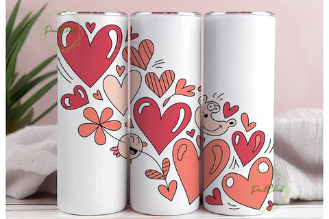 Whimsical Valentine Hearts 20oz Tumbler Sublimation PixelChick 
