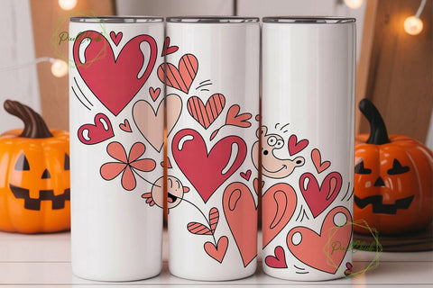 Whimsical Valentine Hearts 20oz Tumbler Sublimation PixelChick 