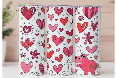 Whimsical Valentine Hearts 20oz Tumbler Sublimation PixelChick 